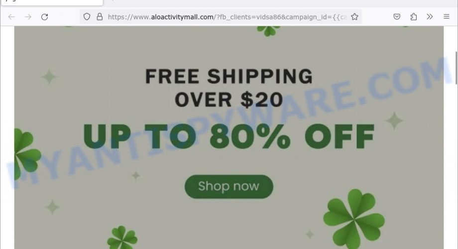 Aloactivitymall.com fake Aloversary Sale scam