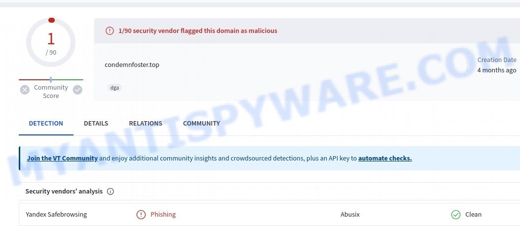 Condemnfoster.top phishing website