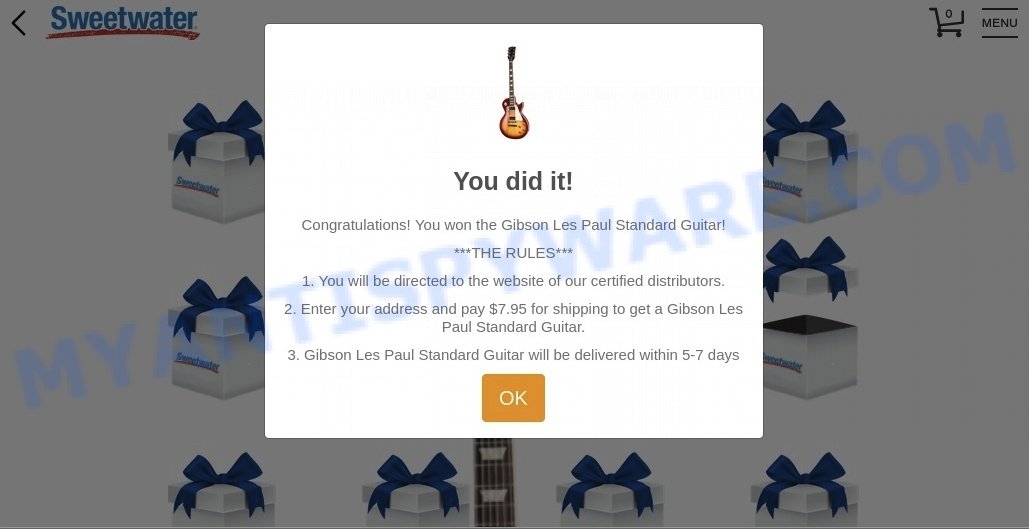 Congratulations You won the Gibson Les Paul Standard Guitar Scam