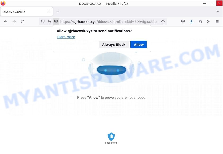 DDOS-GUARD Qjrhacxxk.xyz click allow scam