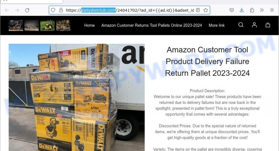 Dailydietclub.com Amazon Customer Returns Tool Pallets Online scam