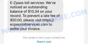 E-Zpass Toll services text scam