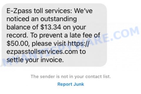 E-Zpass Toll services text scam