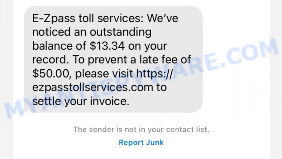 E-Zpass Toll services text scam