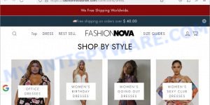Fashionnovashoe.com fake Fashion Nova scam