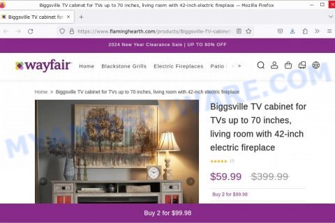 Flaminghearth.com fake Biggsville TV cabinet sale scam