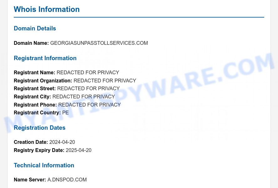 Georgiasunpasstollservices.com scam whois