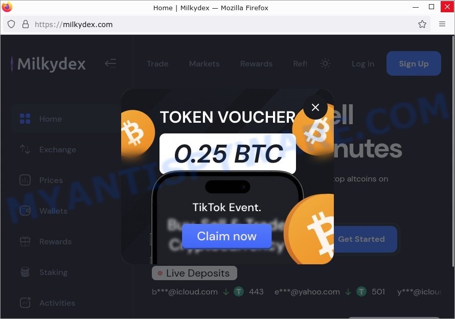 Milkydex.com crypto scam