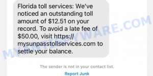 Mysunpasstollservices.com scam text message