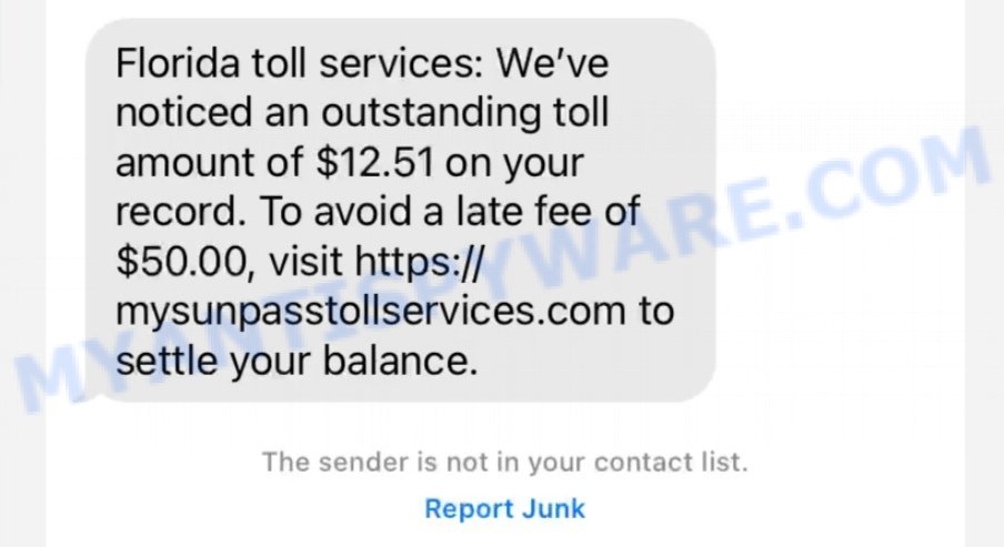 Mysunpasstollservices.com scam text message