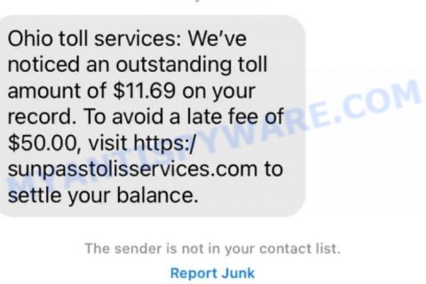 Ohio Toll Services text scam