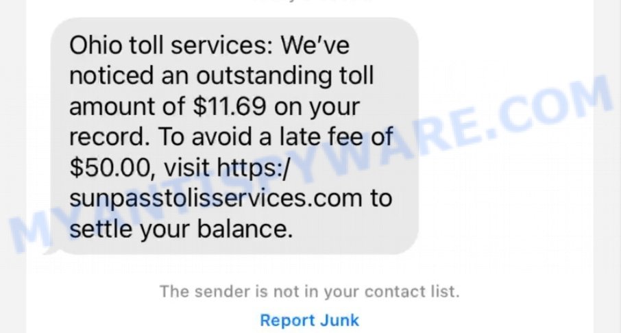 Ohio Toll Services text scam