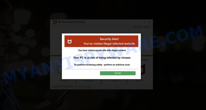 Oventeounic.com McAfee pop-up scam