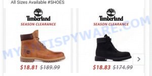 Samuen.com fake Timberland scam ads