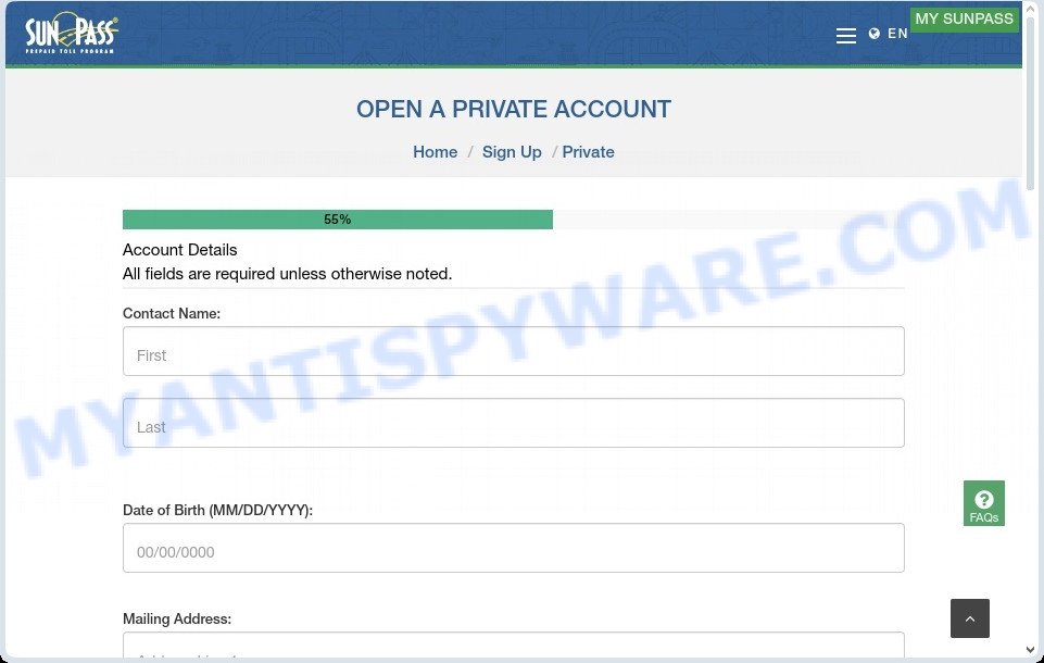 SunPass Toll Services scam personal details