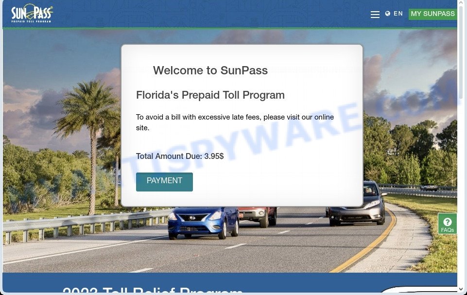 SunPass Florida toll services scam website