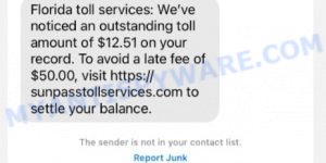 SunPassTollServices.com text scam message