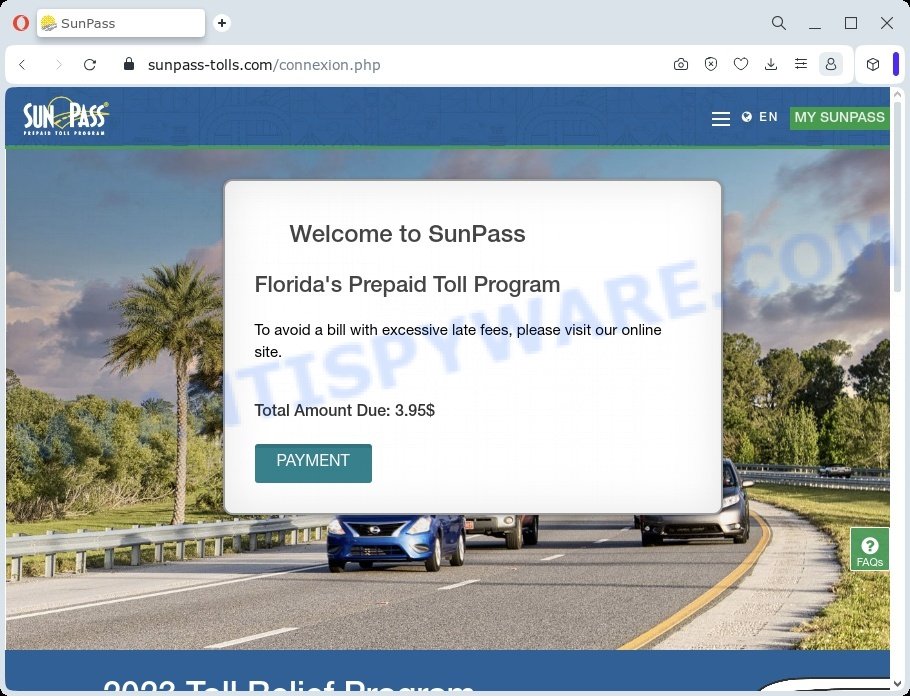 Sunpass-tolls.com scam payment