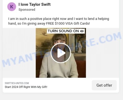 Taylor Swift $1000 Visa Gift Card Giveaway Scam ads