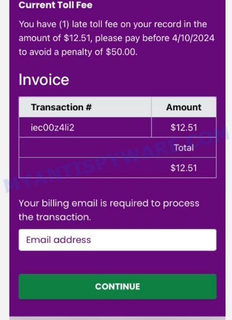 Turnpiketollservices.com PA Turnpike scam invoice