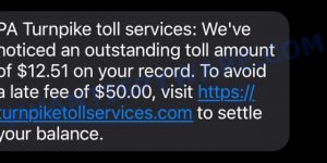 Turnpiketollservices.com PA Turnpike text scam