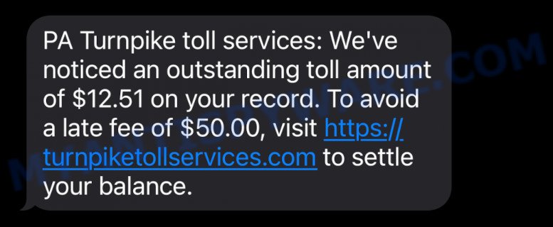 Turnpiketollservices.com PA Turnpike text scam