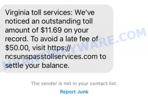 Virginia Toll Services Text Message Scam