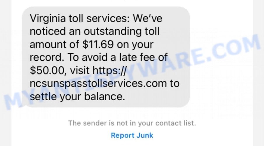 Virginia Toll Services Text Message Scam