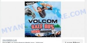 Volcomsen.club fake Volcom Clearance Sale scam ads