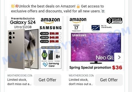 Weathercocke.com fake Amazon scam ads