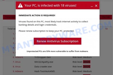 Your PC Is Infected Pop-Up Scam