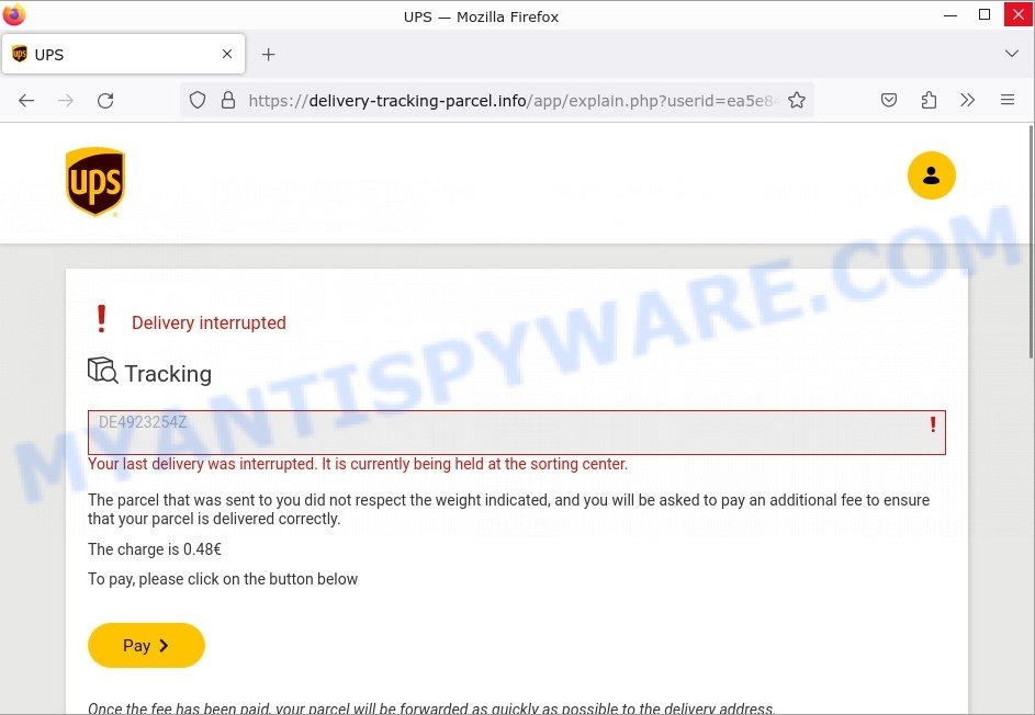 fake UPS scam delivery error