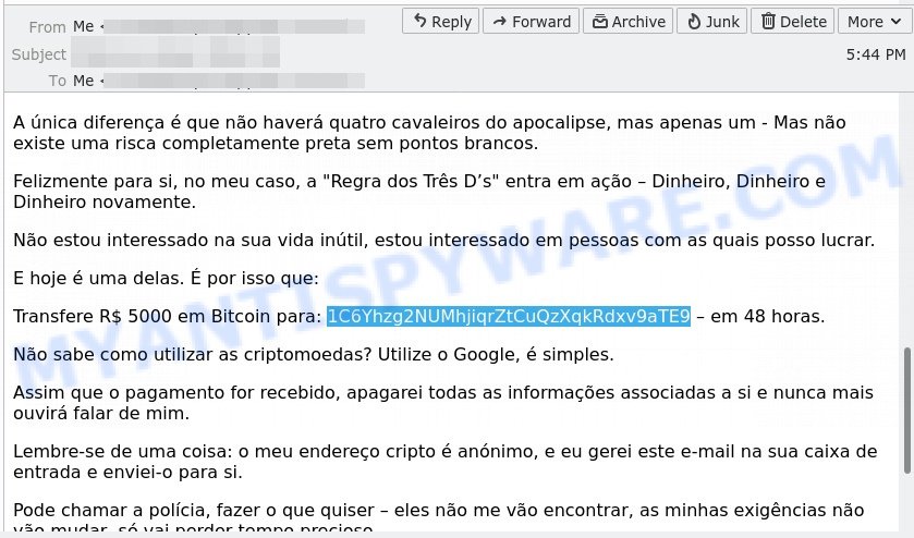 1C6Yhzg2NUMhjiqrZtCuQzXqkRdxv9aTE9 bitcoin email scam