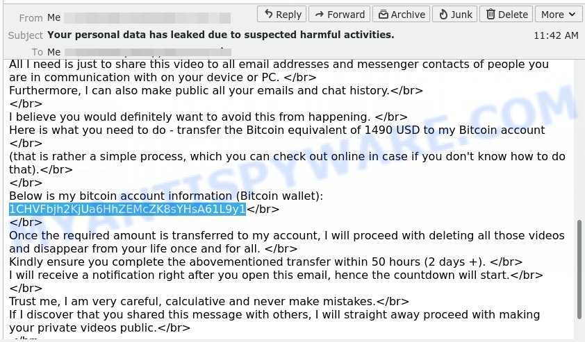 1CHVFbjh2KjUa6HhZEMcZK8sYHsA61L9y1 bitcoin email scam
