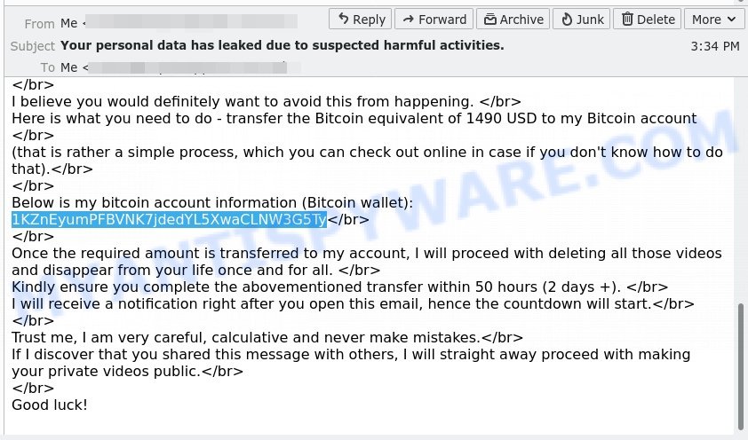 1KZnEyumPFBVNK7jdedYL5XwaCLNW3G5Ty Bitcoin Email Scam