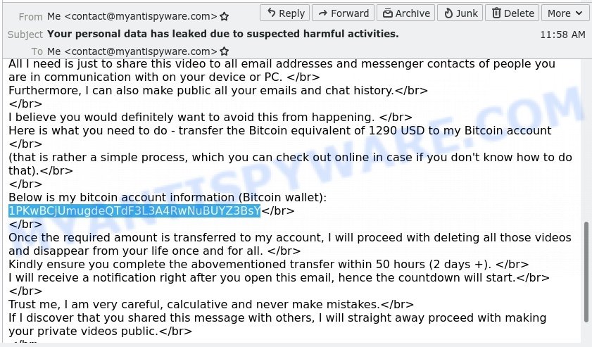 1PKwBCjUmugdeQTdF3L3A4RwNuBUYZ3BsY bitcoin email scam