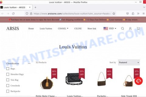 Arsisone.com fake Chanel Dior Gucci scam