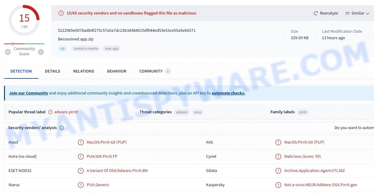 Becousined.app virus mac
