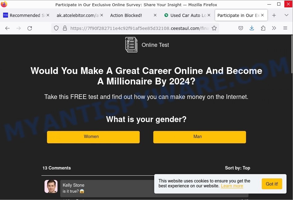 Bellatrixmeissa.com redirect Online Survey scam
