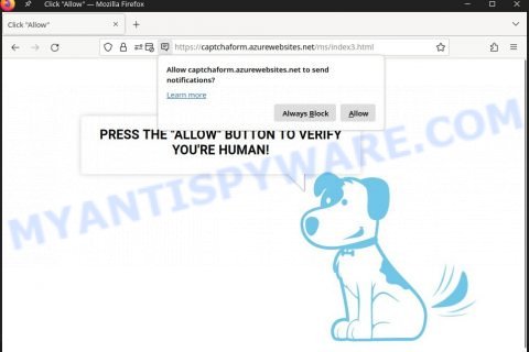 Captchaform.azurewebsites.net virus Click Allow scam