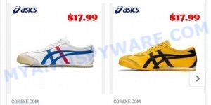 Coriske.com fake ASICS Onitsuka Tiger Scam ads