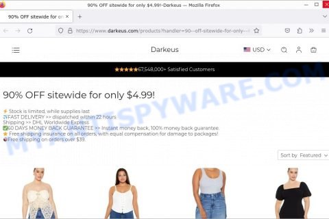 Darkeus.com fake FOREVER 21 scam