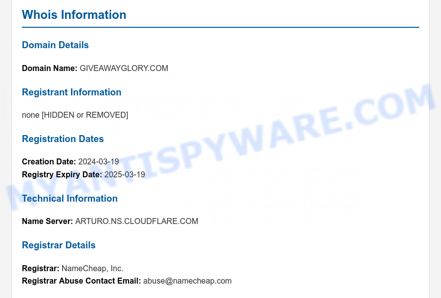Giveawayglory.com whois