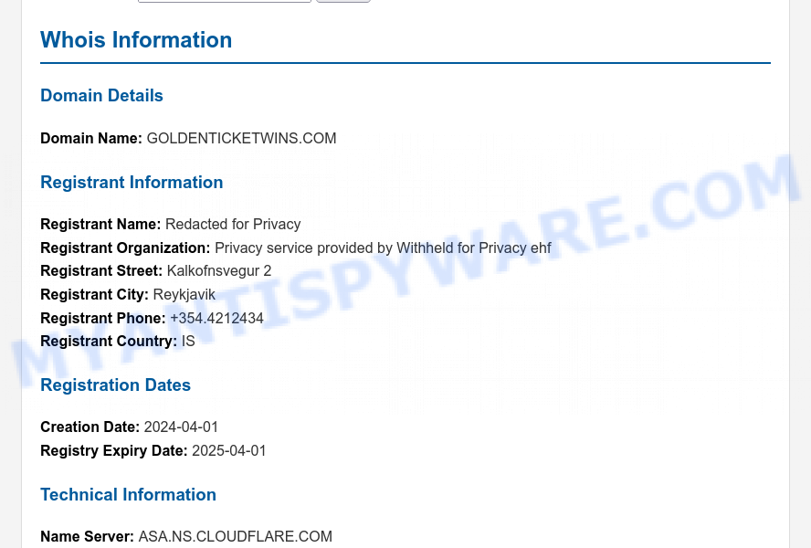 Goldenticketwins.com WHOIS Lookup