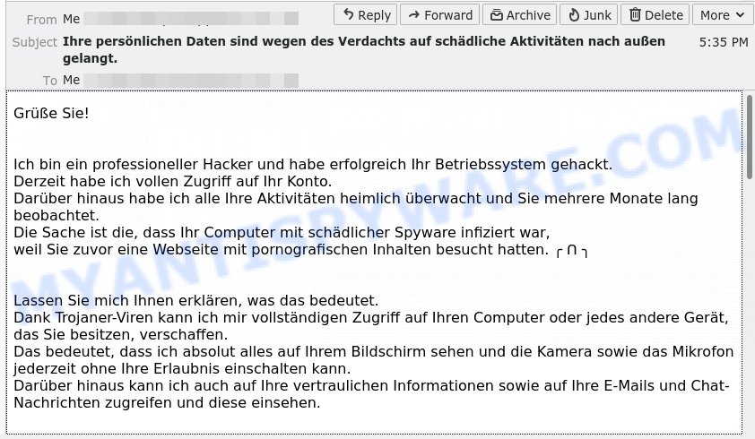 Ihre persönlichen Daten email scam