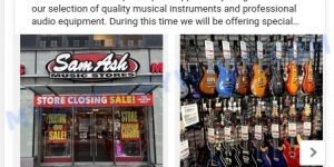 Kreierd.com fake Sam Ash sale scam ads