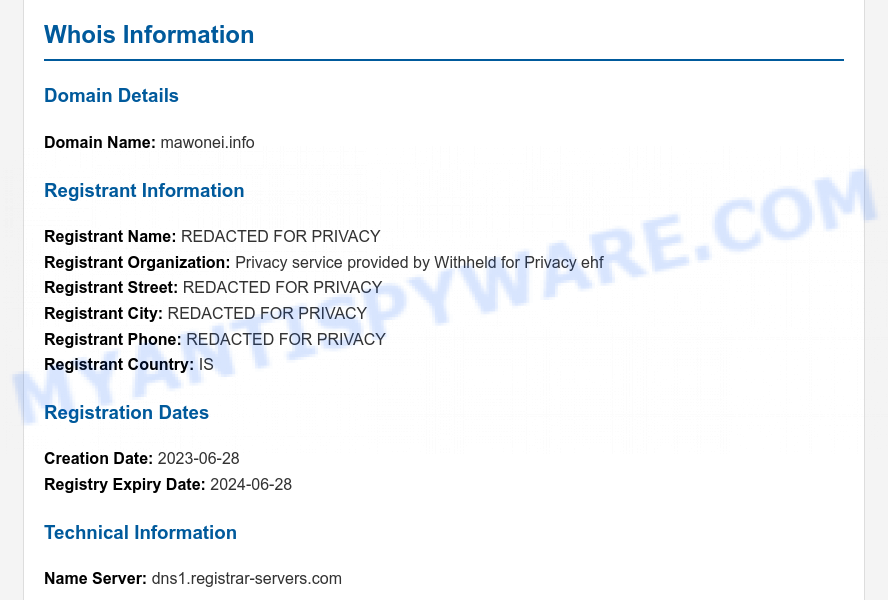 Mawonei.info WHOIS Lookup