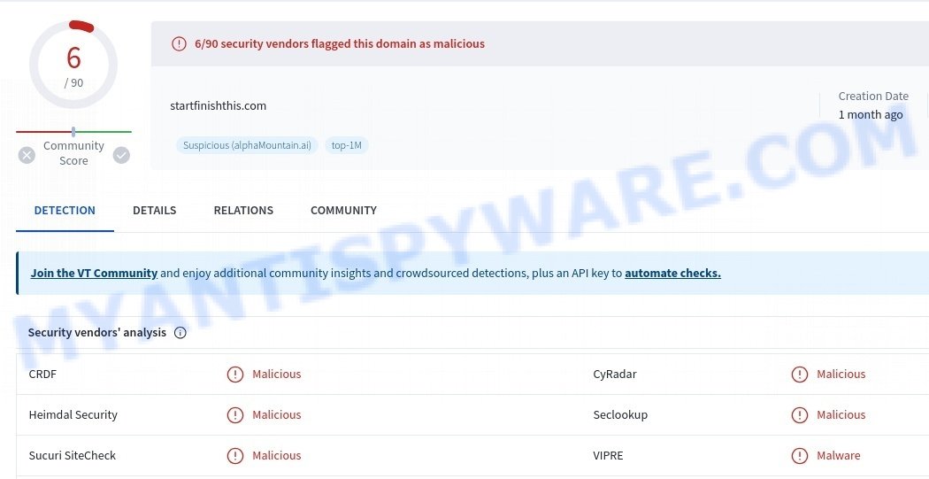 Startfinishthis.com malicious