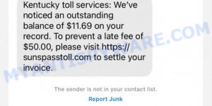 SunsPassToll.com scam text