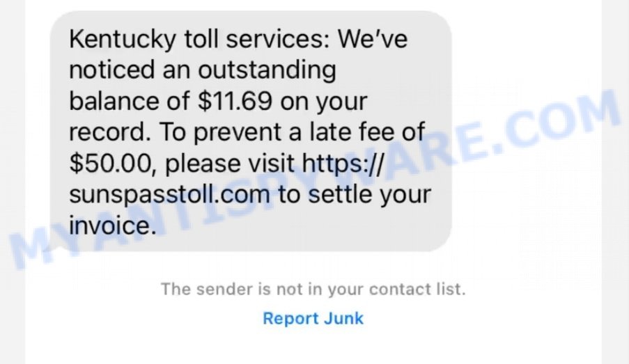 SunsPassToll.com scam text